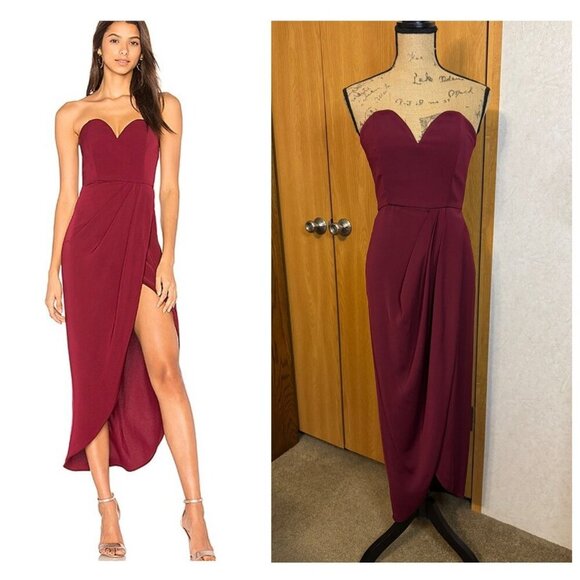 Shona Joy Dresses & Skirts - SHONA JOY Burgundy Strapless U Wire Bustier Dress Classic Elegant Romantic Sz 4